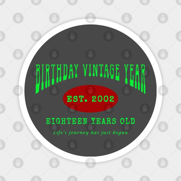 Birthday Vintage Year - Eighteen Years Old Magnet by The Black Panther